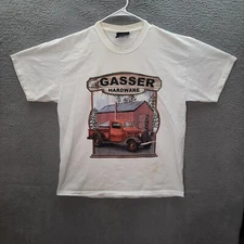 Vintage Hardware Store Shirt Adult Large White Farm Truck Retro Workwear Y2K