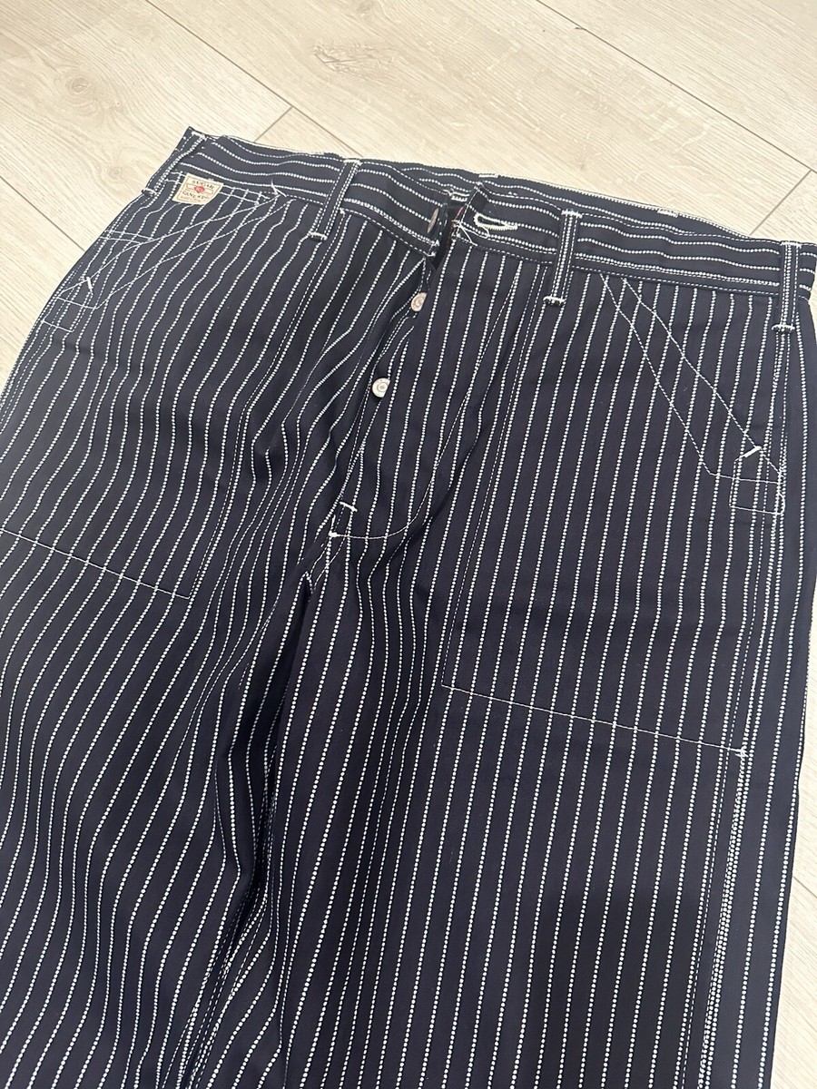 New Sugar Cane Wabash Stripe Work Pants Bottoms Striped Blue New Sugar Cane Wabash Stripe Work Pants Bottoms Striped Blue