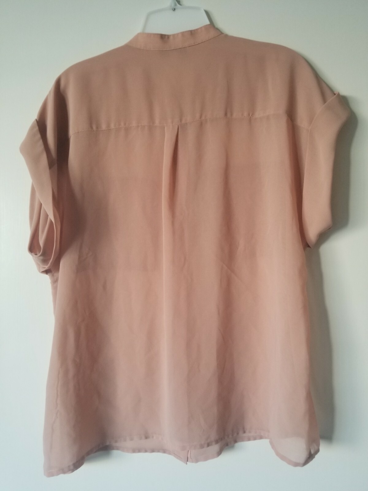 CAbi Solid Basic Brown Sheer Short Sleeve Button … - image 7