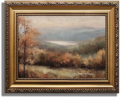 ASTRDECOR Framed Vintage Wall Art for Bedroom, Rustic Fall Landscape Canvas W...