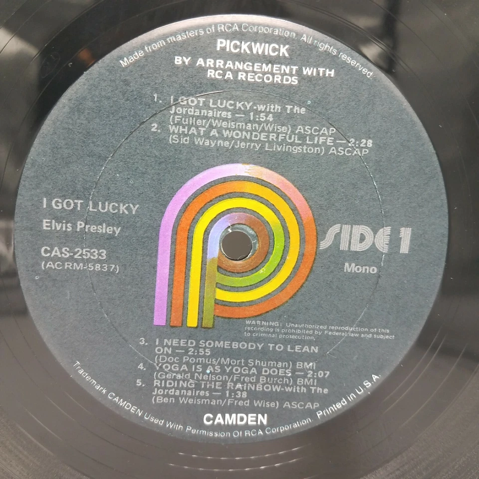 1971 ELVIS I GOT LUCKY vinyl LP CAMDEN CAS-2533 PICKWICK NM in Shrink - Image 4 of 4