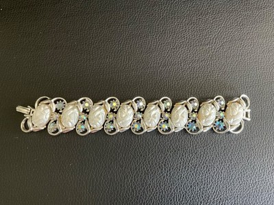 Vintage ART Arthur Pepper AB Rhinestone Silver Tone Bracelet 7.125 