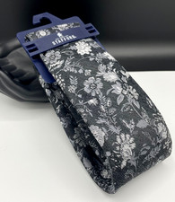 STAFFORD Men's Neck Tie  Black  Floral Pattern  NEW MSRP: 34.