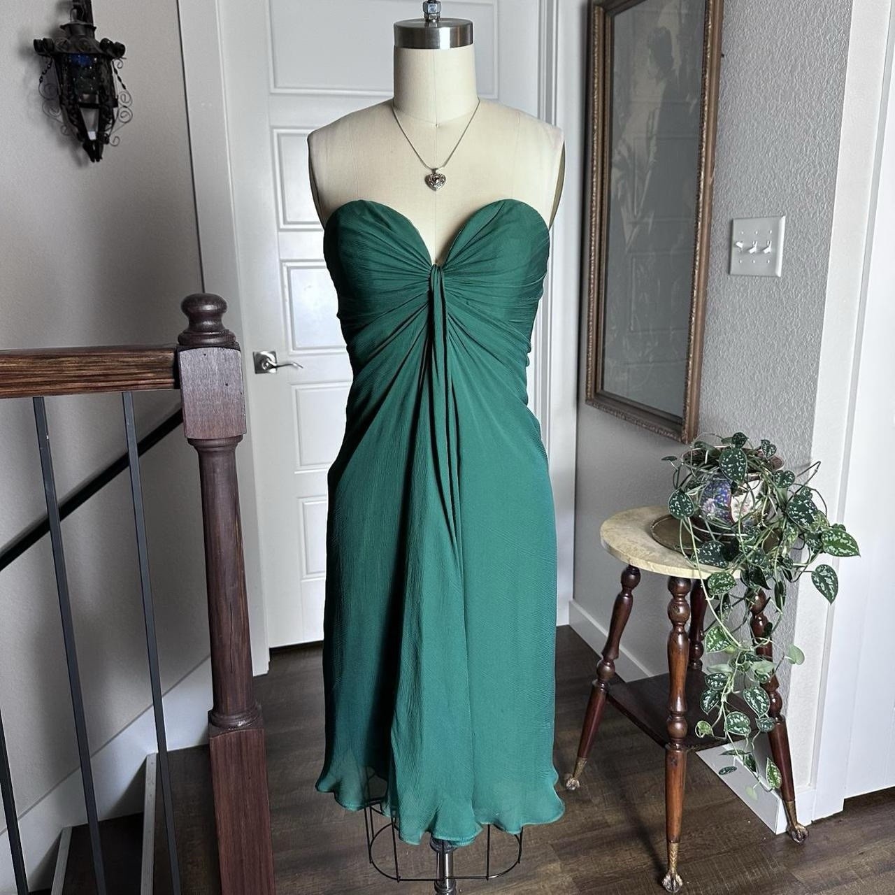 Abito vintage Yves Saint Laurent edizione soir senza spalline verde 100% seta taglia 2