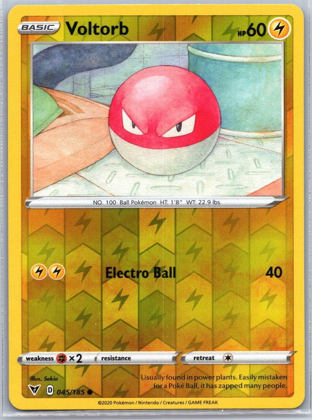 Voltorb 045/185 Common Vivid Voltage Pokemon Reverse Holo Near Mint