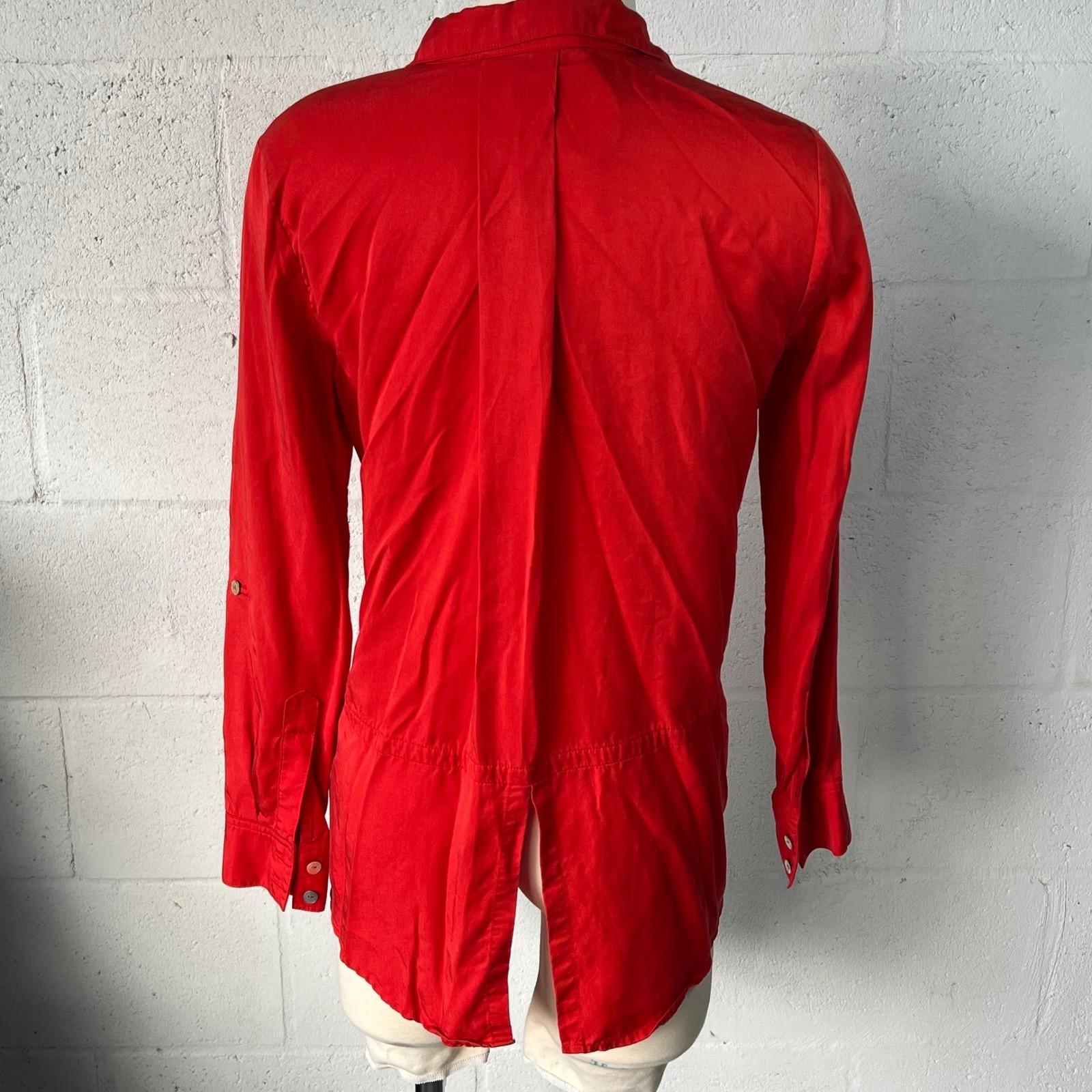 Multiples Red Lyocell Long Sleeve Button Front Po… - image 3