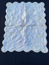 Antique Baby Quilt With Lambs Aprox 30x38 inches, scalloped edges