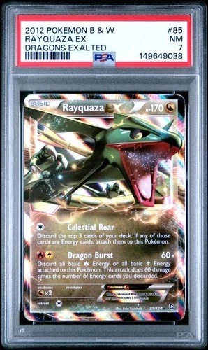 PSA 7 RAYQUAZA EX 85 DRAGONS EXALTED BLACK & WHITE POKEMON NEAR MINT