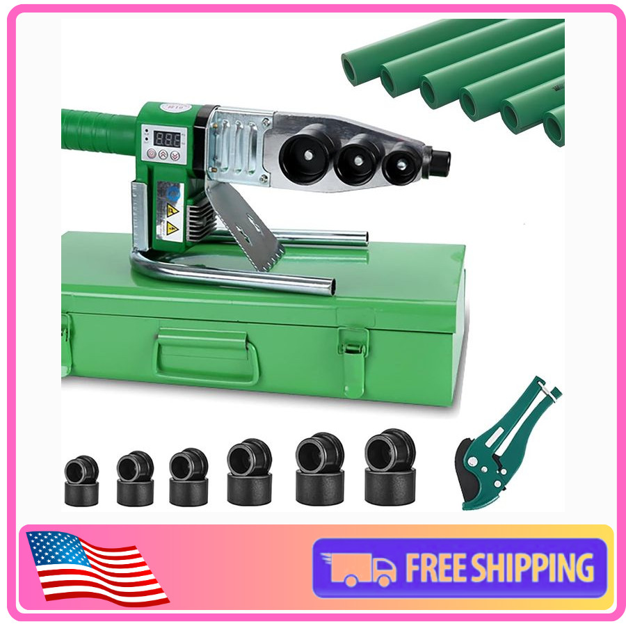 WINB Plastic Pipe Welder 110-220V PP PPR PE Welding Machine w/ Die Heads