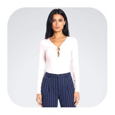 NWT Abercrombie Fitch S soft AF white keyhole bodysuit 50 Retail