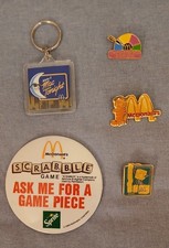 5 pièces épingles à revers boutons d'employé McDONALD'S, Garfield, Mac Tonight, Scrabble