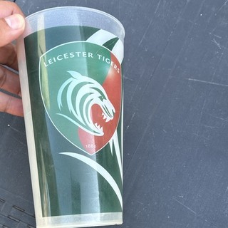 Leicester Tigers Plastic Pint Beer Glass Cup Green & Red Logo