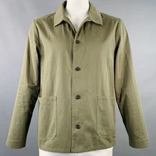 A.P.C. Size XL Green Olive Twill Cotton Two Pockets Jacket