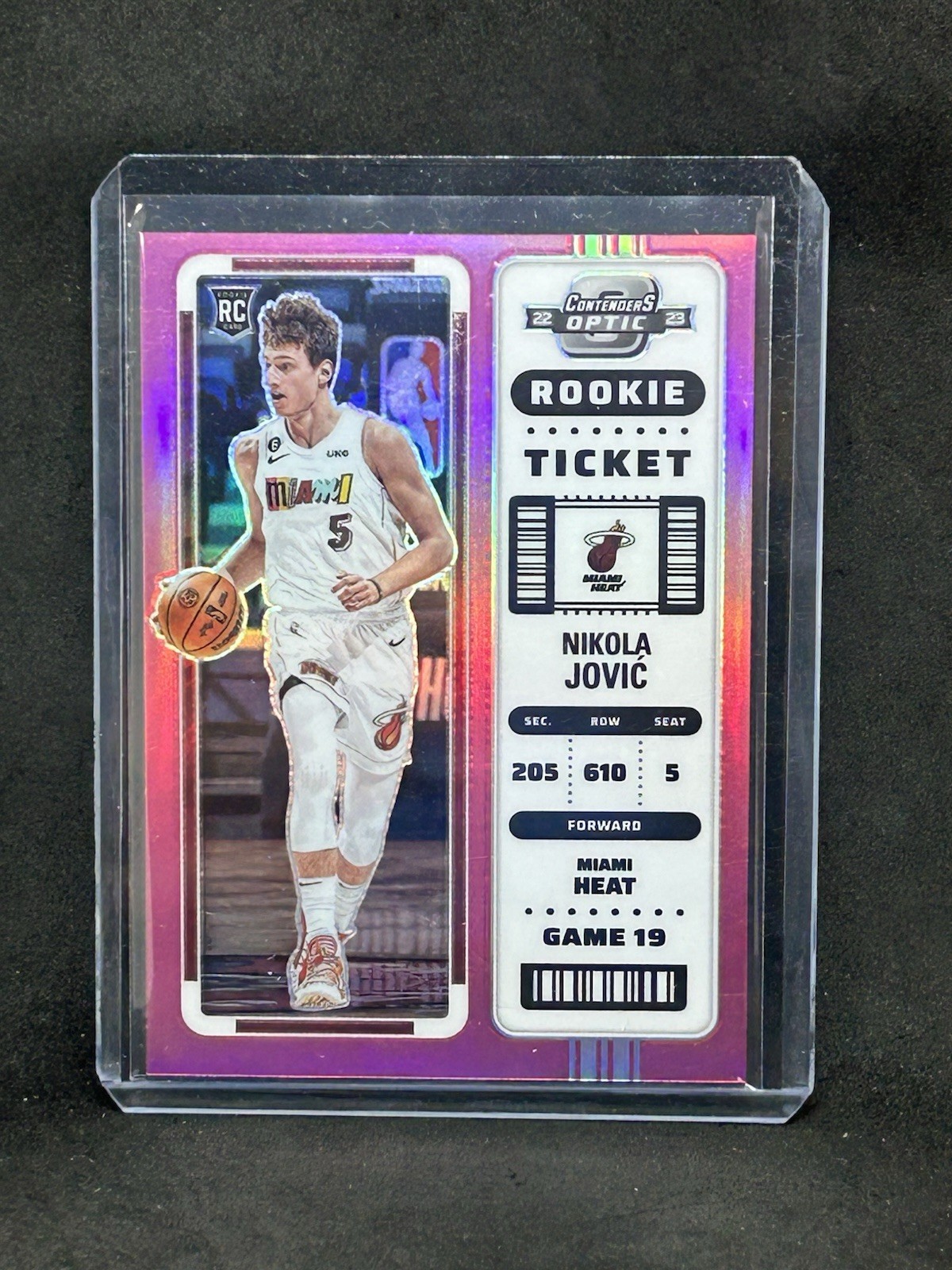 2022-23 Panini Contenders Optic - Rookies Nikola Jovic #16 Pink Prizm /75 Rc A1