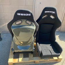 Bride Stradia Low Max Black Yellow Carbon Bucket Seats Pair Slider Kit Jdm New