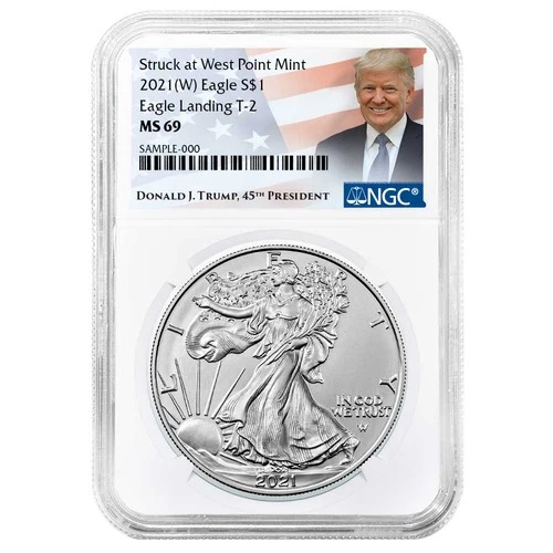 2021 (W) $1 Type 2 American Silver Eagle NGC MS69 Trump Label
