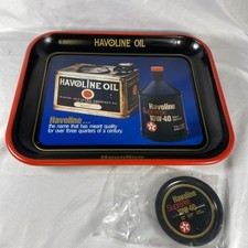 Vintage Havoline Oil Advertising Serving Tray 10.25" X 13.5" & Set Of 4 Coasters