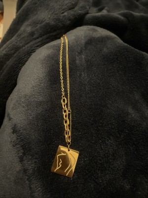 Craftd London Gold Chain Dog Tag Pendant Necklace 2mm