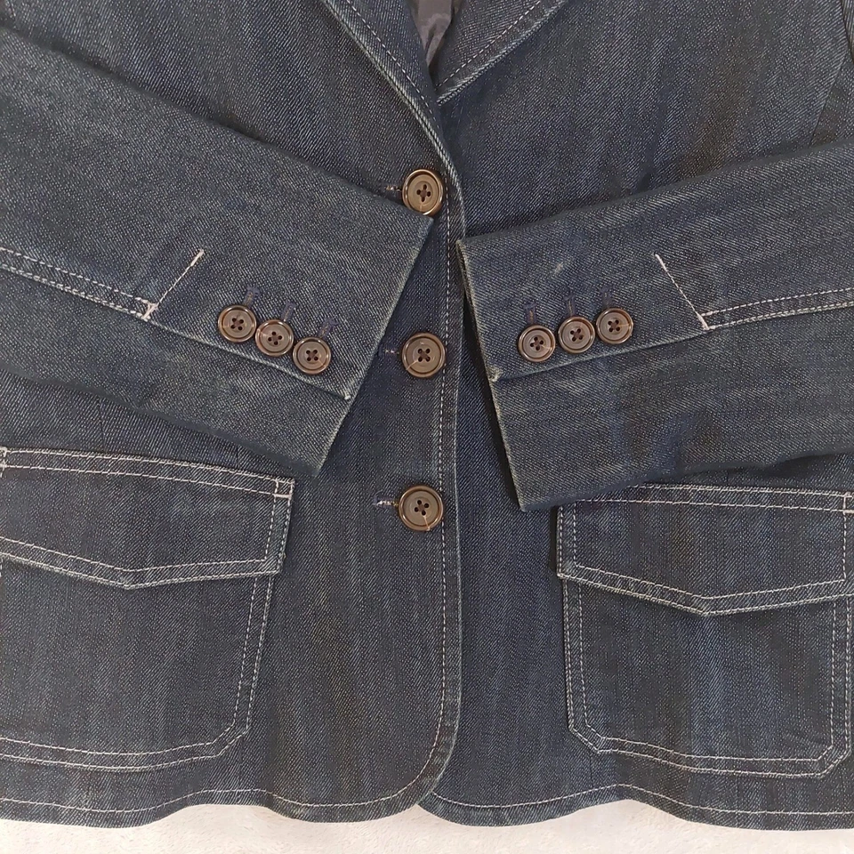 Jaqueta blazer jeans Ann Taylor feminina pequena ajustada casual carreira - Imagem 3 de 4