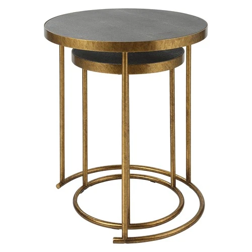 Uttermost Aragon 19.5" Wide Gold and Brass Nesting Tables Set of 2 - Picture 5 of 7