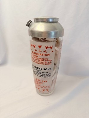 Old Vtg MCM Cocktail Shaker Manhattan Whiskey Sour Martini Glass Daiquiri Bronx