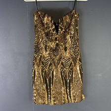 New Fashion nova Size XL Night Party Sequins Mini Dress In Black/gold