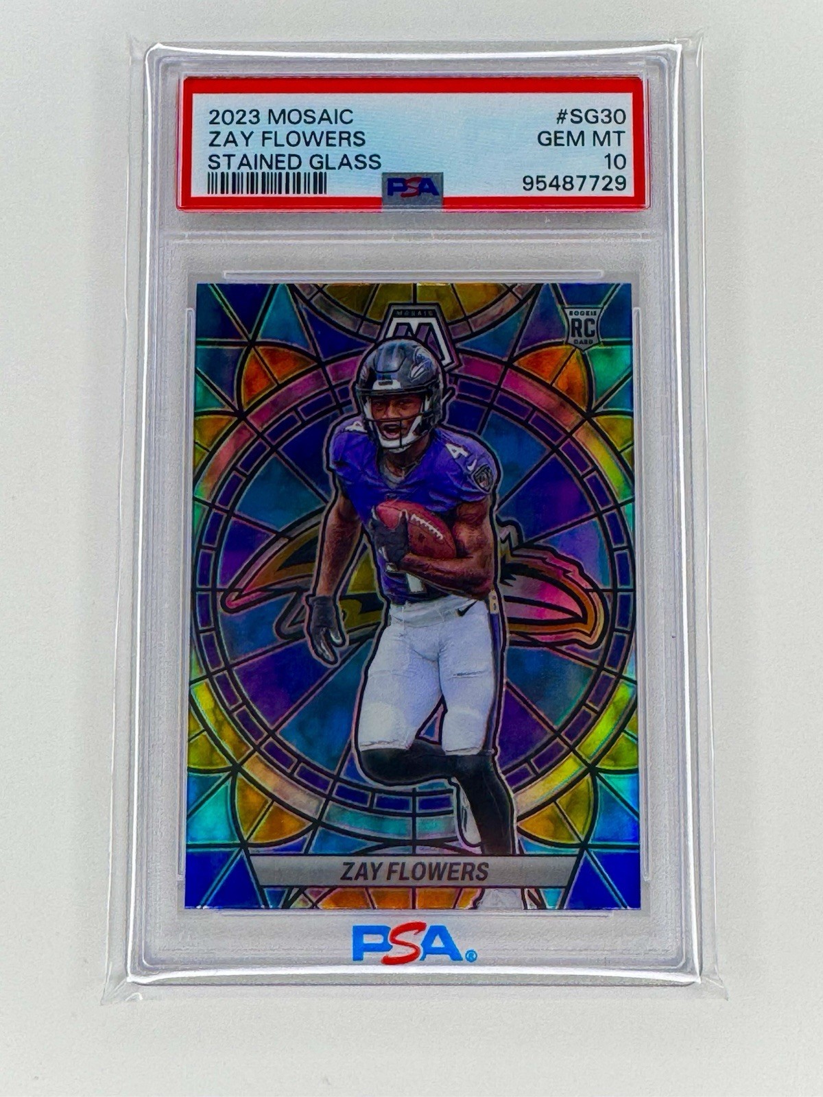 2023 PANINI MOSAIC STAINED GLASS #SG30 ZAY FLOWERS ROOKIE RC PSA 10