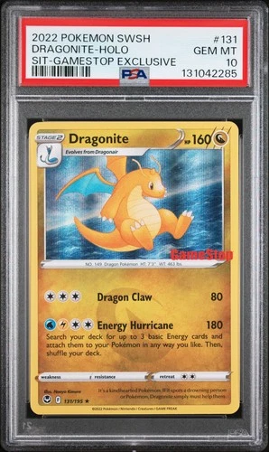 2022 POKEMON SWORD & SHIELD SILVER TEMPEST #131 DRAGONITE-HOLO PSA 10