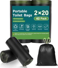 40 Portable Toilet Camping Toilet Bags Biodegradable W/ Drawstring & Lemon Scent