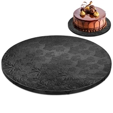12-Inch Round Cake Drum, Black, Grease and Moisture Resistant, with Pattern