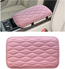 Center Console Armrest Cover for Car - Waterproof PU Leather Cushion Pad (Pink)