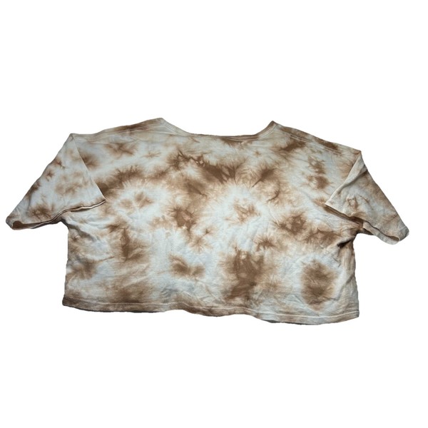 Cotton On Womens Brown Tie Dye Cropped Pocket T-Shirt Size S Boxy Tee