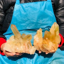 2PCS 4.81LB Natural Citrine cluster mineral specimen quartz crystal healing 3075