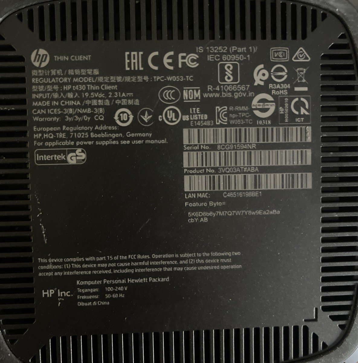 Hp T430 Thin Client Intel Celeron N4000 Dualcore | Meses sin interés Hp T430 Thin Client Intel Celeron N4000 Dualcore | Meses sin interés