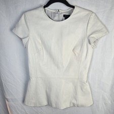 Theory Lamb Leather Shirt Womens Small Bone Q...