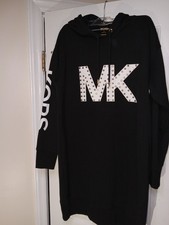 Michael Kors MK Logo Hooded Mini Dress White, Black Size M