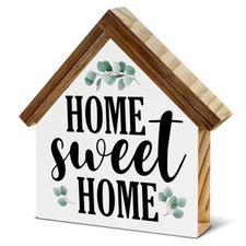 Home Sign Decor Home Sweet Home Wooden Block Sign Farmhouse House Shaped Sign