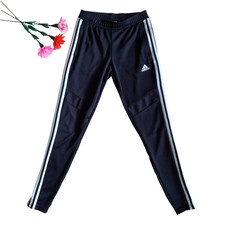 Adidas Women XS 3-Stripe Athletic Track/Running Pant Black Zip Pockets/Legs Logo