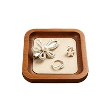 Jewelry Display Tray Rounded Rectangle Wood Microfiber Ring Showcase Organizer S