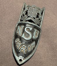 NSU CHROM Fahrrad Steuerkopf Schild Emblem Logo Oldtimer Rarität SELTEN Plakette