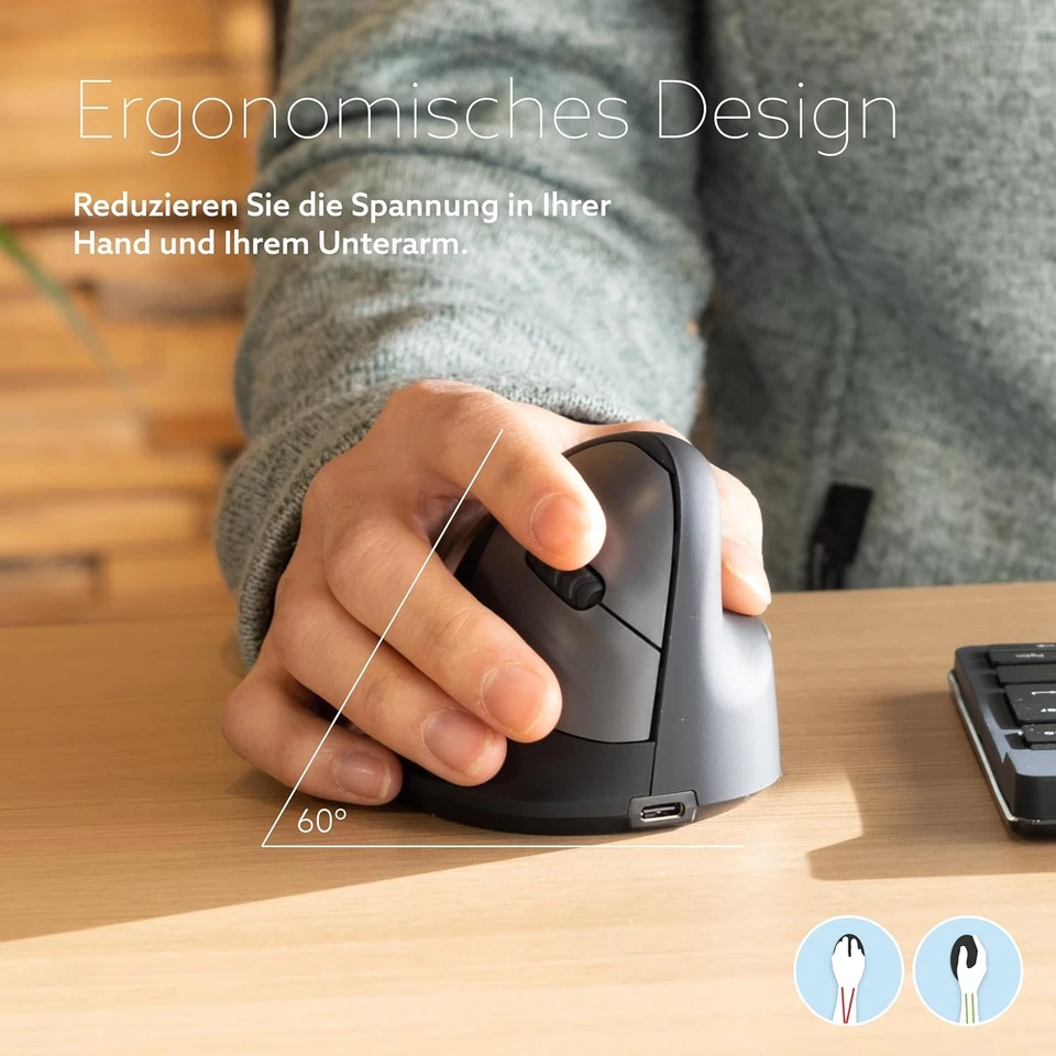 R-Go HE Break Ergonomic Mouse, For big hands, With Anti-RSI Software, Silent cli - Image 3 of 4