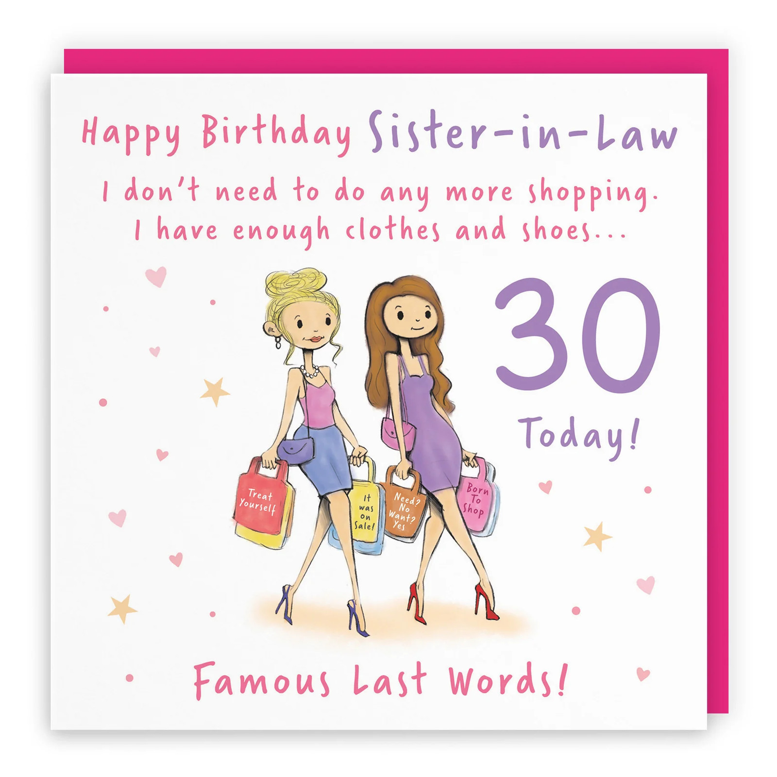 30th Sister-in-Law Birthday Card Shopping Silly Squiggles