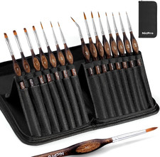 Nicpro Miniature Paint Brushes - 15PCS Model Paint Brush Set with Nylon Case for