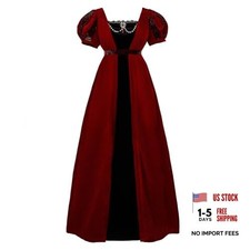 1800s Regency Dress for Women Victorian Wine Velet High Wasit XX-Large Wine Red