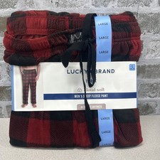 Lucky Brand Cloud Soft Men'sLarge Sleep Fleece Pant, Button Fly, Side Pockets