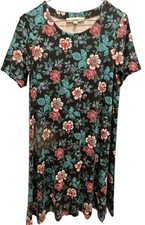 LOFT Women's Short Sleeves A-Line Dress Green Floral Size Medium 