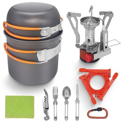 Camping Cookware Set, Camping Accessories Include a Mini Backpacking Stove an...