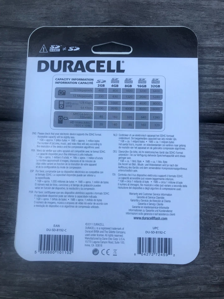 Duracell 8GB SD Memory Card Secure Digital High-Capacity Speed - Image 2 of 2