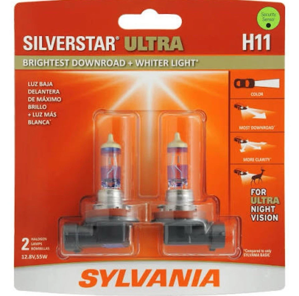 Sylvania Silverstar Ultra H11 55W Dos Bombillas Cabeza Luz Luz Baja Repuesto OE Foto 2 de 4
