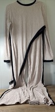 Vintage Tan Plisse Asymmetrical Tunic and Wide Leg Pant Set Modernist XL KK